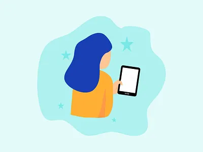 Reading on kindle flat illustration flat illustration illustrations