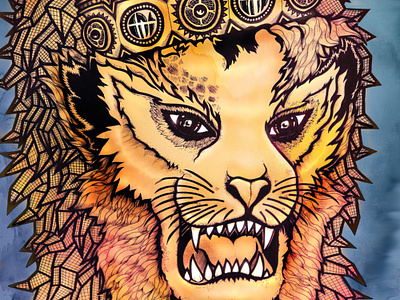 "Kings of Kings" animal art branding children illustration color pencil design draw dream eyes graphic design illustration king lion lion king nft opensea portrait poster thomas auvin water ink