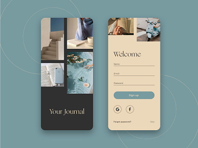 Journaling Mobile App - Sign Up app design dailyui dailyui 001 fashion minimalism mobile mobile app mobile ui ui visual design