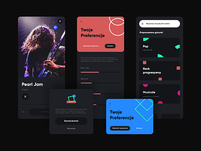 Mobile Music App. User preferences. app brand branding concept darkmode