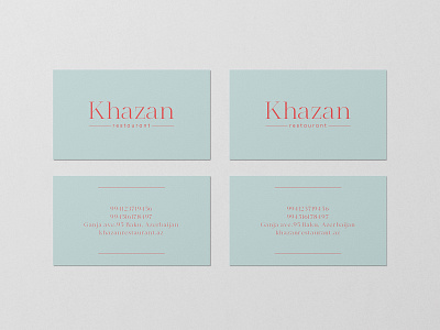Khazan Restaurant Business card 2020 brand brand design brand identity branding business businesscard design logo minimalism portfolio restaurant typography vector