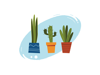 cartoon plants banner cactus cartoon design doodle flat funny green home house illustration interior jungle office plant pot sansevieria style succulent vector