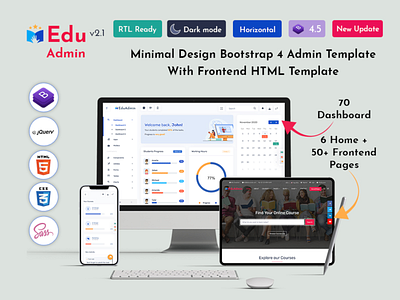 Responsive Bootstrap Admin Template Dashboard academy admin admin dashboard admin template admin theme e learning education learning learning management system lms online education dashboard school student teacher