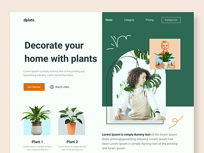 Plant Shop Landing page Hero UI hero section landing page plants plantshop plantshop hero plantshop landing page ui uiux user interface