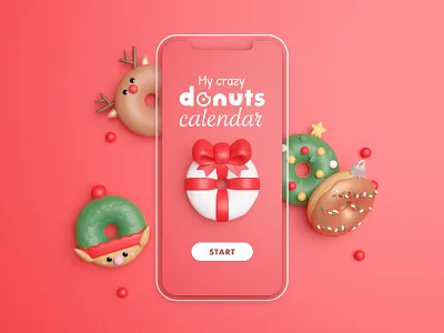 My crazy donuts calendar 3d advent calendar app christmas christmas app christmas ball christmas tree design gift mobile reinder surprise ui