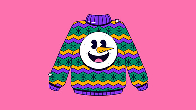 GoDaddy - Ugly Sweater character cute design graphic icon illustration pattern shadow simple snowman sweater xmas