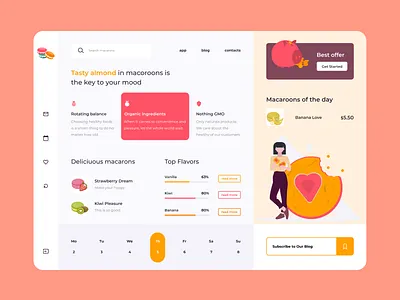 Dashboard UI clean cookies dashboad food sweets ui website design