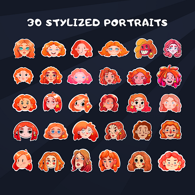 30 stylized portraits concept flat icon illustration illustrator minimal vector