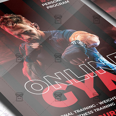 Online GYM - Flyer PSD Template gym flyer new normal life online fitness online gym online gym flyer online sport flyer online training online training program online yoga sport psd sports flyer