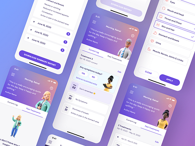 Keycare™ App Screens app app design characters companion health health app illustration interface medical medical app symptoms track tracking ui ui design ux ux design