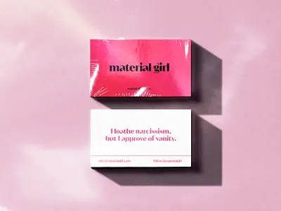 Material Girl Collateral branding business card logo magenta mockup pink print design stationary typography