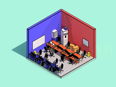 office sketch 3d c4d cinema4d isometric lowpoly sketch