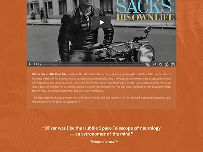 Film Website: Oliver Sacks His Own Life film movie squarespace website