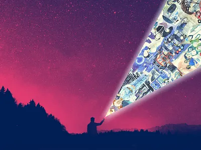 Night Sky Flashlight Concept blog post branding canva canva template design download illustration medium article ui ux