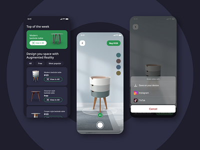 AR Furniture App application design ar app arquentum design creative design furniture app graphic design mobile mobile app mobile design ui uidesign
