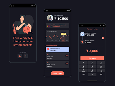 Saving Pockets app app design design interaction design saving pocket savings app ui ux