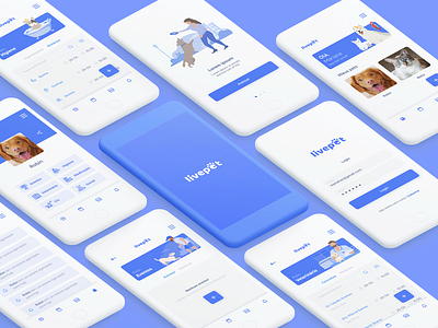 Livepet Application app application design experience interface layout mobile mobile app mobile ui purple system ui user ux