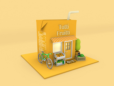 Cinema 4D: Tutti Frutti Fruit Shop 3d 3dillustration cd4 cinema4d illustration