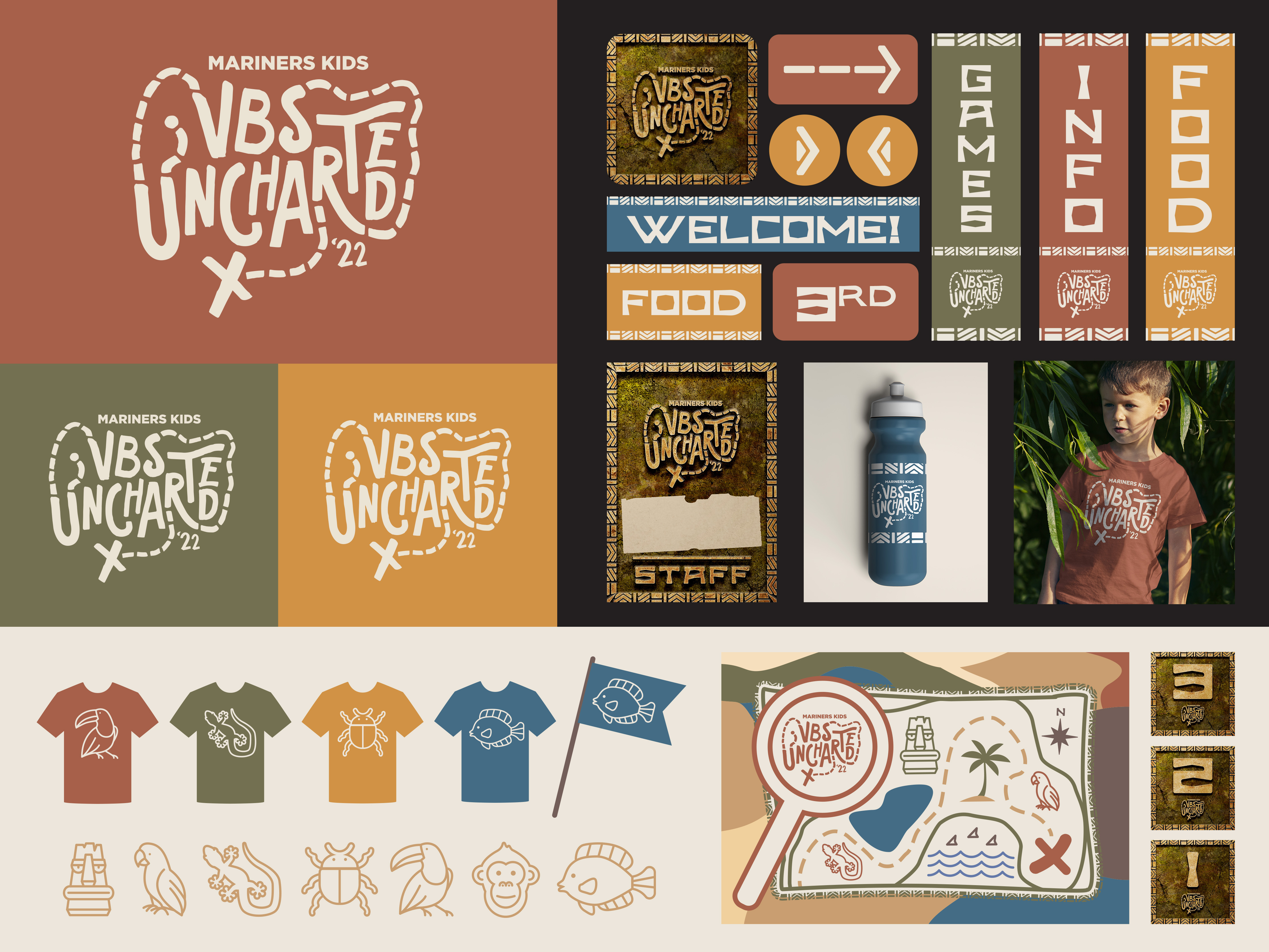 Example of VBS Uncharted brand identity design for Mariners Church