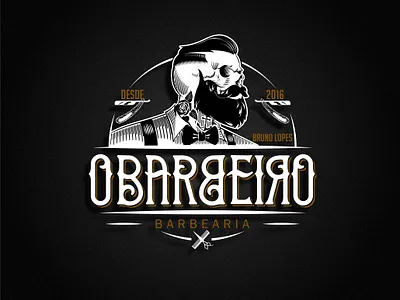 O BARBEIRO logtipo barbaer shop branding illustration logo barber logotipo logotype design