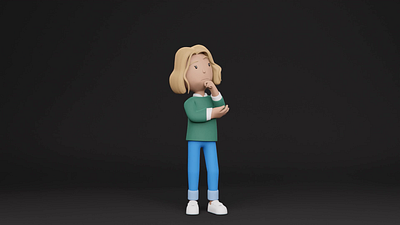 Female thinking - 3D character 3d 3d animation 3d characters 3d designer 3d illustrations 3d kit 3d set animation animator blender character animation cute design designer resources illustration illustrations library loop motion graphics resources