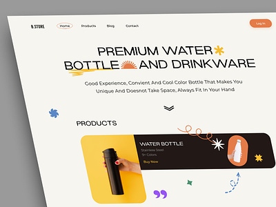 Water Bottle Landing Page 3d bottle bottle web design clean concept design digital marketing ecommerce health interface landing page product shopify ui uiux ux water water bottle web website