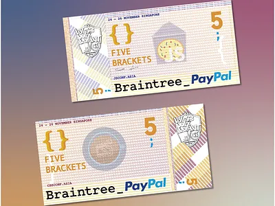 JSConf Asia DevFest Currency 5 Brackets coffee currency graphic design money pizza ui design