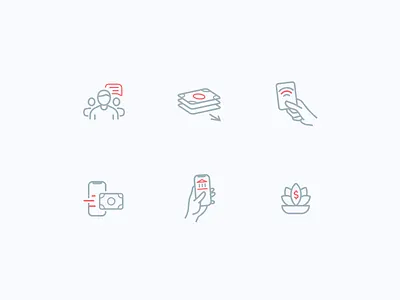 Hugo Iconography | Budgeting community iconography icons iconset mobile mobile banking nfc payment saving send money sustainable transfer money user