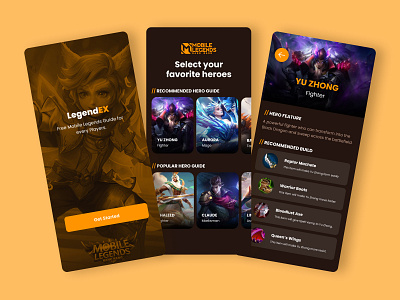 LegendEX - Mobile Legends Guide App Exploration dark dark app esport app exploration game game guide gaming mobile mobile app design mobile apps mobile apps design mobile exploration mobile game guide mobile legends ui design