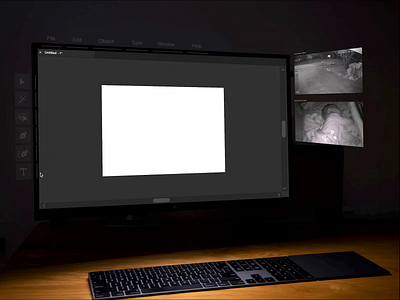 Workstation with AR adobe xd augmented reality camera display surveillance workdesk workspace