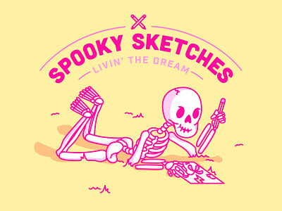 Skeleton Doodle branding character creepy cute doodle figma halloween illustration logo pastel personal branding pink skeleton spooky vector
