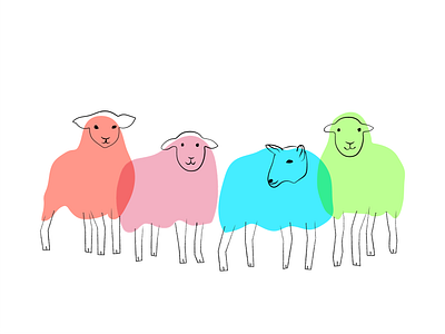 Sheeps Illustrations line art lineart linework minimalism sheep vector