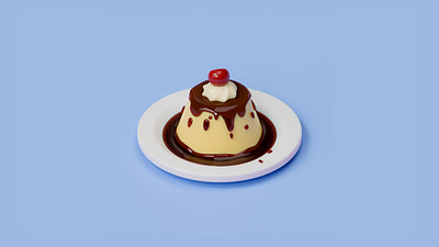 プリンJapanese Pudding 3d blender3d blender3dart cute cute art food illustration isometric japanese japanese food プリン