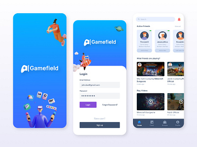 Gamefield App 3d art 3d artist design dribbble gradient ios ui ux