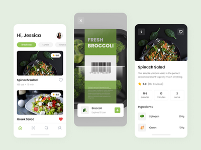 Food Scanner Mobile App cooking food food app mobile mobile app recipe recipe app scan scan app scanner ui ux uxui