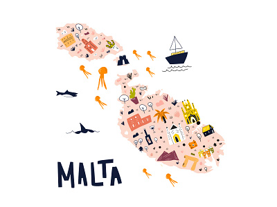 illustrated map of Malta! adobe illustrator cartoon colorful hand drawn illustrated illustration malta map travel vector