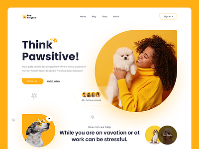 PawKingdom- Pet Care Website cat cat lovers dog dog lovers dog shop ecommerce landing page pet pet apps pet care pet food petshop shop website design