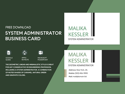 System Administrator Business Card Free Google Docs Template business card cards design doc docs document google ms print printing template templates visit visiting word