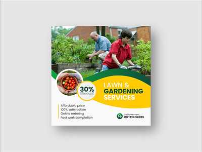 Lawn and gardening service social media post and web banner garden banner