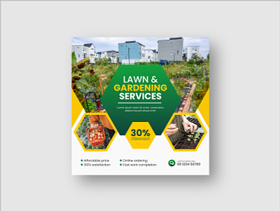 Lawn and gardening service social media post and web banner garden banner