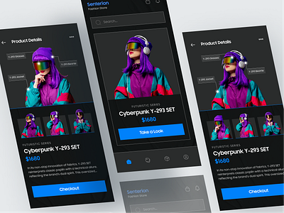 🥼 Senterion Fashion Store app app design cyberpunk e commerce app fashion app fashion mobile app fashion shopping app future futuristic mobile app ui mobile futuristic ui outfit mobile app shopping app shopping fashion app