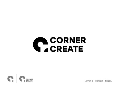 Corner Create Logo Design brand branding design co working space combination create creative hub identity letter c lettermark c logomark modern logo office pencil room simple symbol