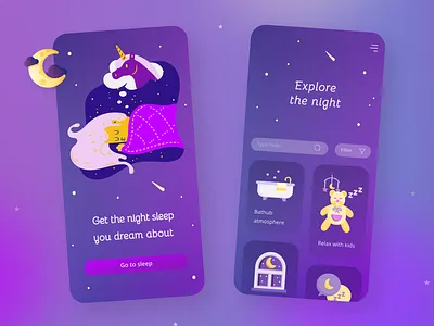 Night sleep app app colors cute dark dark mode dark ui darkmode design gradient illustration inspiration minimal mobile nice night sleep ui uidesign ux uxdesign