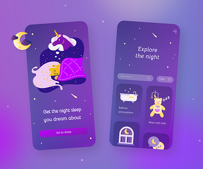 Night sleep app app colors cute dark dark mode dark ui darkmode design gradient illustration inspiration minimal mobile nice night sleep ui uidesign ux uxdesign