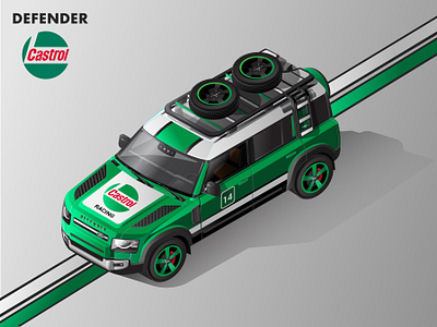 2020 Land Rover Defender Isometric Illustration - Castrol Livery 2020 defender adobe illustration car illustration isometric art isometric automobiles isometric illustration land rover vector vector illustration