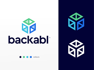 Backabl bank box credit finance funding hexagon logo design modern storage tech