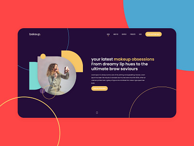 Bekeup Hero Section adobexd app design flat flat ui design hero section large heading makeup minimal mobile app design mobile ui oversized shapes ui ux web web design