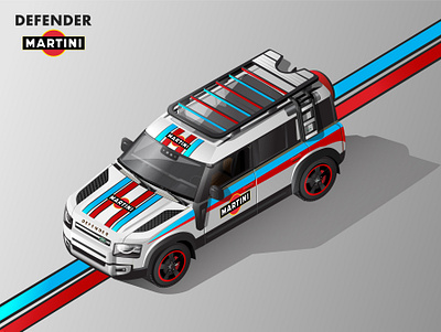 2020 Land Rover Defender Isometric Illustration - Martini Livery 2020 defender adobe illustration adobe illustrator illustration isometric art isometric automobiles isometric illustration land rover vector vector illustration