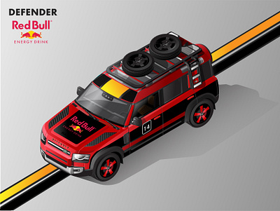 2020 Land Rover Defender Isometric Illustration - RedBull Livery 2020 defender adobe illustration adobe illustrator illustration isometric art isometric automobiles isometric illustration land rover vector vector illustration