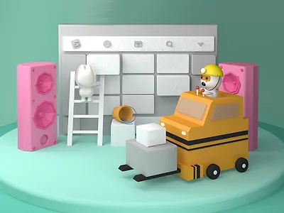 keyboard construction 3d art